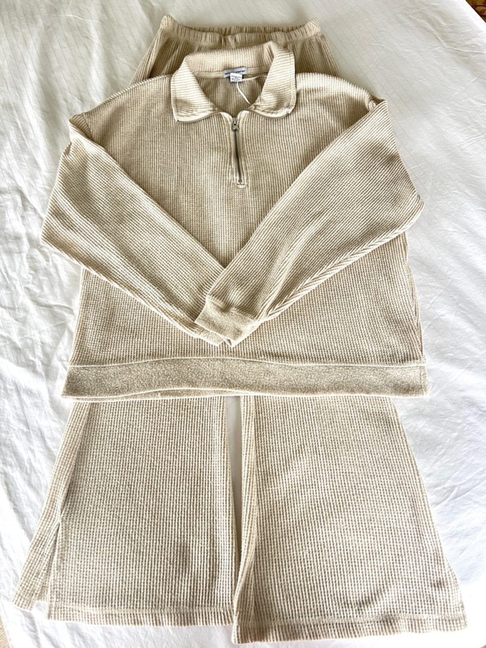 Better / Together Set Pants and Top Lounge Wear Cream Knit Women's size Large - Picture 14 of 14